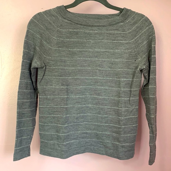 Banana Republic gray/sliver merino extra fine wool long sleeves size s striped - Picture 4 of 12